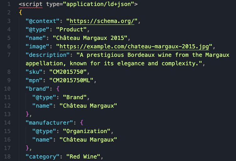 Schema example for wine